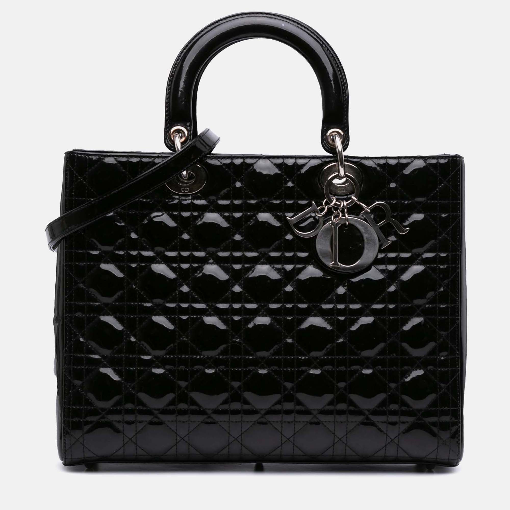 Dior Black Large Patent Cannage Lady Dior, Satchels - Luxury Closet catalog