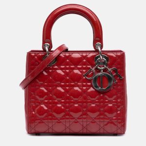 Dior Red Medium Patent Cannage Lady Dior, Satchels - Luxury Closet catalog