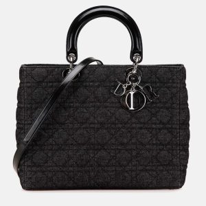 Dior Black Large Denim Cannage Lady Dior, Satchels - Luxury Closet catalog