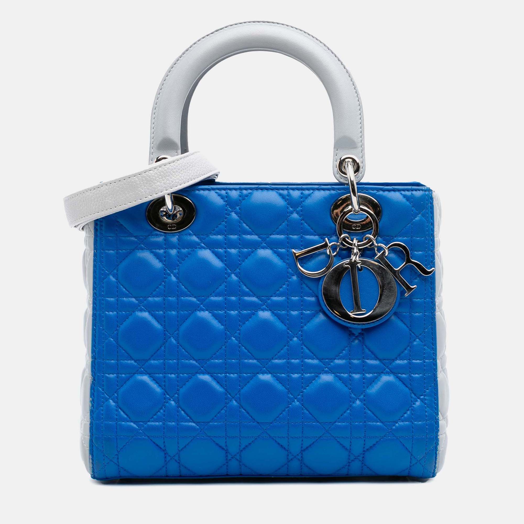 Dior Blue Medium Lambskin Cannage Lady Dior, Satchels - Luxury Closet catalog
