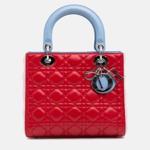 Dior Red Medium Tricolor Lambskin Cannage Lady Dior, Satchels - Luxury Closet catalog