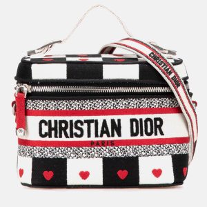 Dior White Small Canvas Embroidered D Royaume d Amour Diortravel Vanity Case, Shoulder Bags - Luxury Closet catalog