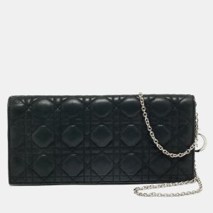 Dior Black Shimmer Cannage Leather Lady Dior Chain Clutch, Clutches & Special Occasion Bags - Luxury Closet catalog
