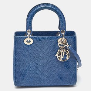 Dior Blue Lizard Leather Medium Lady Dior Tote, Tote Handbags - Luxury Closet catalog