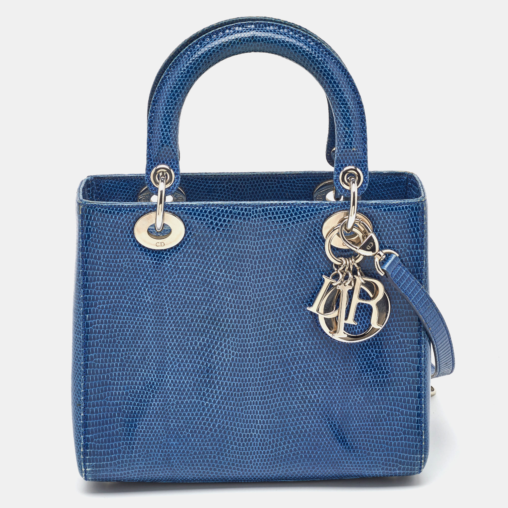 Dior Blue Lizard Leather Medium Lady Dior Tote, Tote Handbags - Luxury Closet catalog