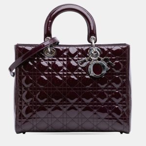 Dior Lady Dior Large Purple Patent Cannage Leather Bag, Satchels - Luxury Closet catalog
