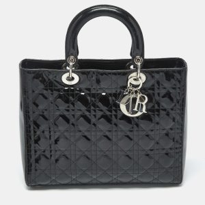 Dior Black Cannage Patent Leather Large Lady Dior Tote, Tote Handbags - Luxury Closet catalog
