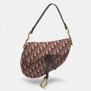 Dior Burgundy Oblique Canvas and Leather Saddle Bag, Shoulder Bags - Luxury Closet catalog