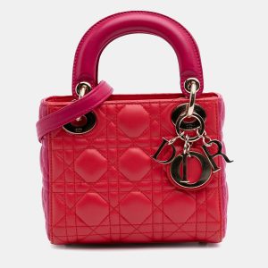 Dior Red Mini Bicolor Lambskin Cannage Lady Dior, Satchels - Luxury Closet catalog