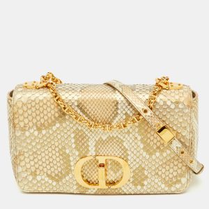 Dior Gold/Beige Python Medium Caro Shoulder Bag, Shoulder Bags - Luxury Closet catalog