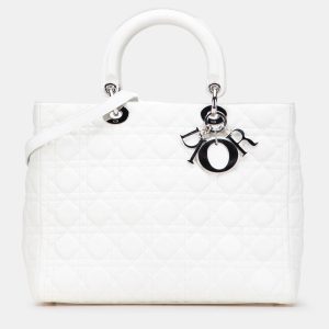 Dior White Large Lambskin Cannage Lady Dior, Satchels - Luxury Closet catalog