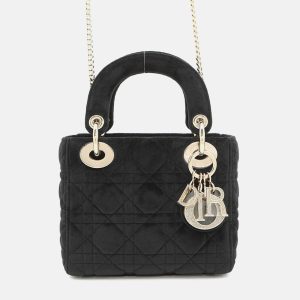Dior Lady Dior Mini Black Velour Handbag, Satchels - Luxury Closet catalog