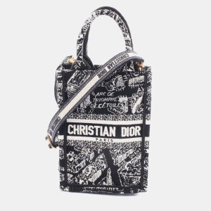 Dior Black Mini Plan de Paris Logo Embroidered Canvas Vertical Book Tote, Satchels - Luxury Closet catalog