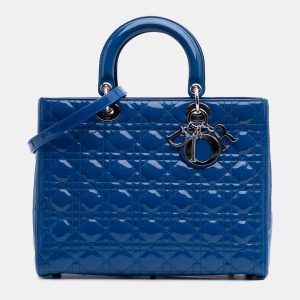 Dior Blue Large Patent Cannage Lady Dior, Satchels - Luxury Closet catalog