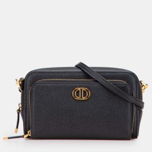 Dior Black Grained Calfskin Caro Double Pouch, Shoulder Bags - Luxury Closet catalog