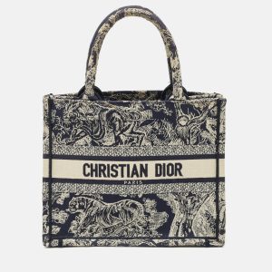 Dior Navy Blue/White Embroidered Canvas Small Toile de Jouy Book Tote, Tote Handbags - Luxury Closet catalog