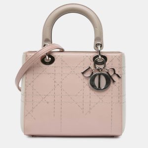 Dior Grey/Pink Medium Bicolor Lambskin Macrocannage Stitched Lady Dior, Satchels - Luxury Closet catalog