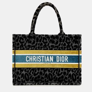 Dior Black Mizza Medium Embroidered Canvas Leopard Book Tote, Tote Handbags - Luxury Closet catalog
