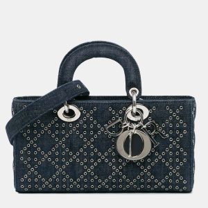 Dior Blue Medium Denim Cannage Eyelet Lady D Joy, Satchels - Luxury Closet catalog