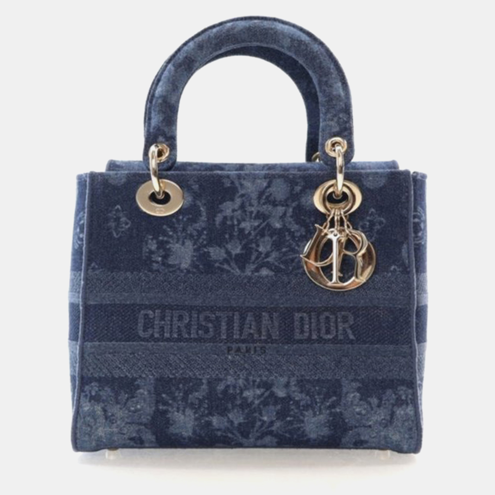 Dior Lady D-Lite Medium Denim Floral Canvas Shoulder Bag, Satchels - Luxury Closet catalog