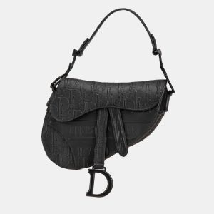 Dior Black Mini Oblique Embossed Calfskin Saddle Bag, Satchels - Luxury Closet catalog