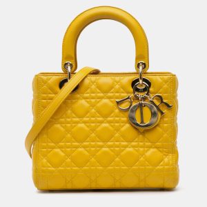 Dior Yellow Medium Lambskin Cannage Lady Dior, Satchels - Luxury Closet catalog