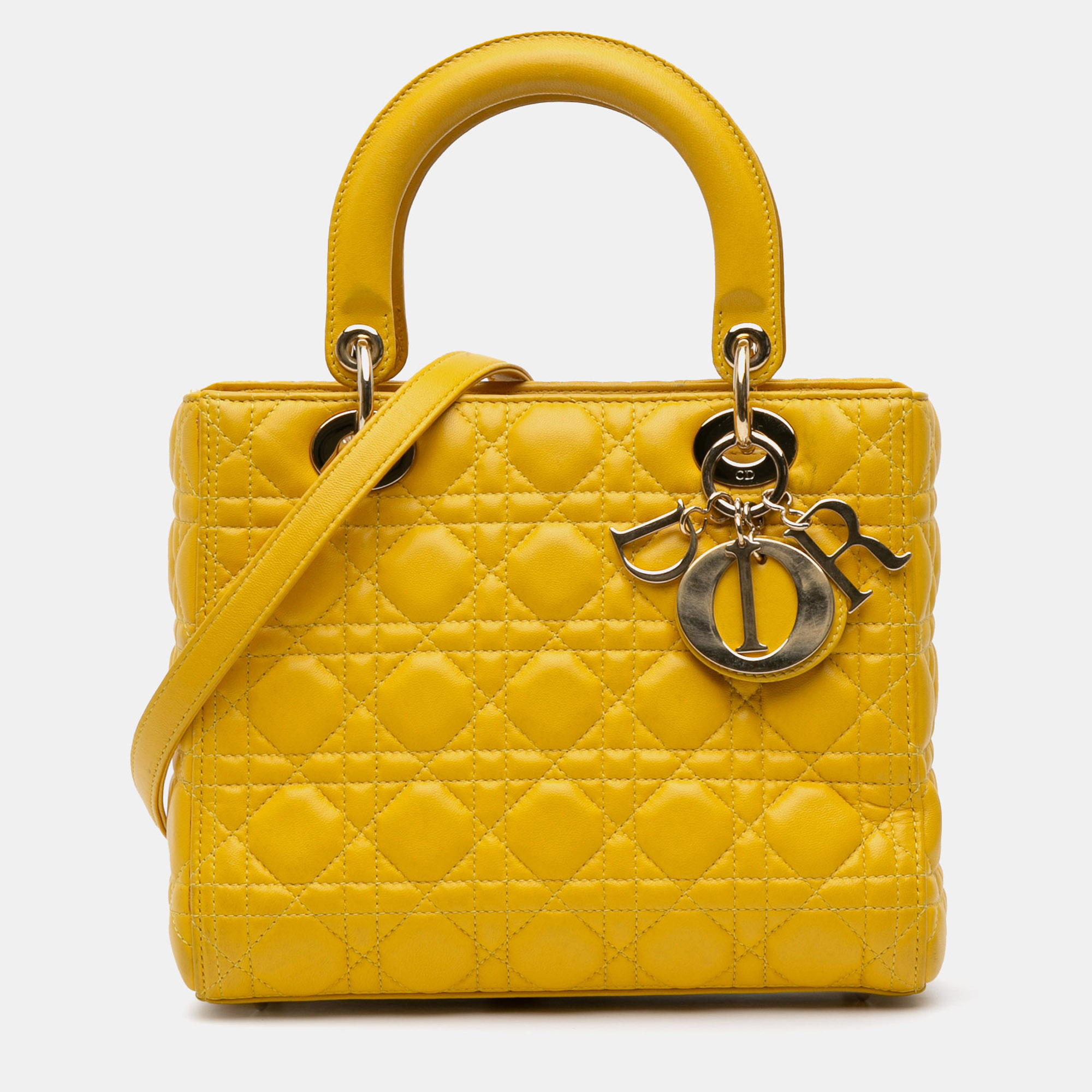 Dior Yellow Medium Lambskin Cannage Lady Dior, Satchels - Luxury Closet catalog