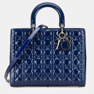 Dior Blue Large Patent Cannage Lady Dior, Satchels - Luxury Closet catalog