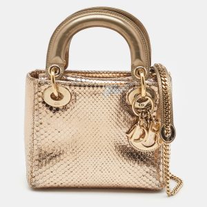 Dior Metallic Gold Python Mini Lady Dior Tote, Tote Handbags - Luxury Closet catalog