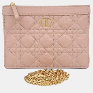 Dior Pink Leather Caro Chain Zipper Pouch and Crossbody Bag, Handbags - Luxury Closet catalog
