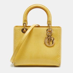 Dior Yellow Snakeskin Medium Lady Dior Tote, Tote Handbags - Luxury Closet catalog