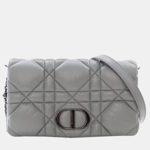 Dior Grey Mini Calfskin Macrocannage Caro Bag, Shoulder Bags - Luxury Closet catalog