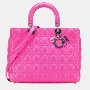 Dior Pink Large Lambskin Cannage Lady Dior, Satchels - Luxury Closet catalog