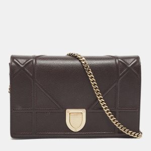 Dior Burgundy Leather Mini Diorama Chain Bag, Shoulder Bags - Luxury Closet catalog