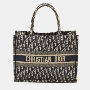 Dior Navy Blue Oblique Embroidered Canvas Medium Book Tote, Tote Handbags - Luxury Closet catalog