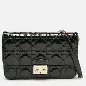 Dior Black Cannage Patent Leather Miss Dior Promenade Wallet On Chain, Wallets & Money Clips - Luxury Closet catalog
