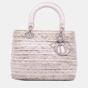 Dior White Medium Tweed Cannage Lady Dior, Satchels - Luxury Closet catalog