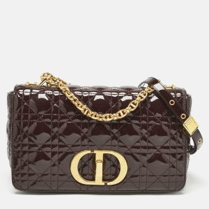 Dior Dark Purple Cannage Patent Leather Medium Caro Shoulder Bag, Shoulder Bags - Luxury Closet catalog