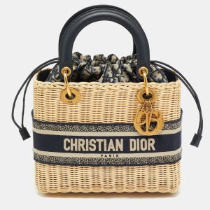 Dior Navy Blue/Natural Rattan and Canvas Medium Lady Dior Tote, Tote Handbags - Luxury Closet catalog