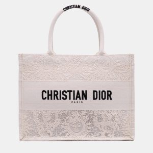 Dior Cream Medium Canvas D Lace Sun Embroidery Book Tote, Tote Handbags - Luxury Closet catalog
