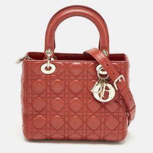 Dior Red Cannage Leather Medium Lady Dior Tote, Tote Handbags - Luxury Closet catalog