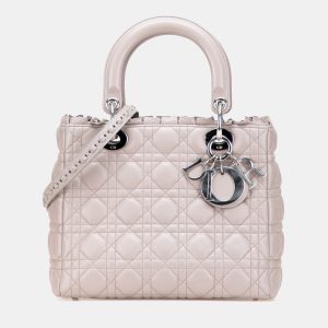 Dior Beige Medium Lambskin Cannage Ruffle Trim Lady Dior, Satchels - Luxury Closet catalog