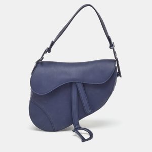 Dior Navy Blue Ultra Matte Leather Saddle Bag, Shoulder Bags - Luxury Closet catalog