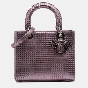 Dior Pink Medium Metallic Patent Microcannage Lady Dior, Satchels - Luxury Closet catalog