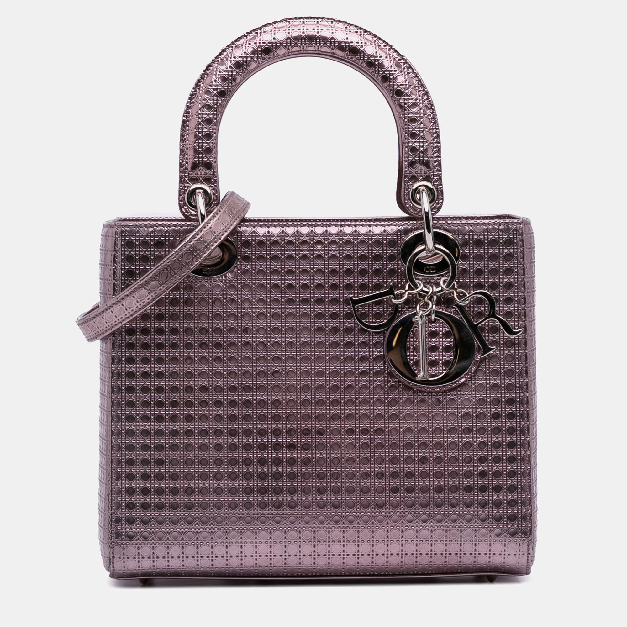 Dior Pink Medium Metallic Patent Microcannage Lady Dior, Satchels - Luxury Closet catalog