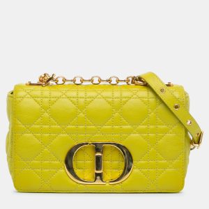 Dior Caro Small Yellow Cannage Calfskin Leather Shoulder Bag, Handbags - Luxury Closet catalog