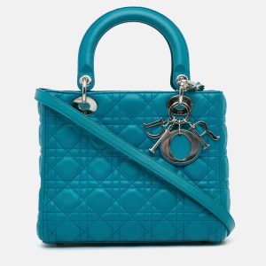 Dior Lady Dior Medium Blue Lambskin Handbag, Satchels - Luxury Closet catalog