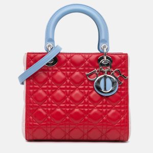 Dior Lady Dior Medium Tricolor Lambskin Handbag, Satchels - Luxury Closet catalog