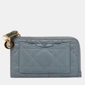 Dior Pale Blue Cannage Leather Cosmos Zip Card Holder, Wallets & Money Clips - Luxury Closet catalog