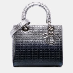 Dior Silver Medium Ombre Metallic Patent Microcannage Lady Dior, Satchels - Luxury Closet catalog